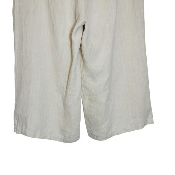 In The Wash Linen Gaucho Pant Wide Leg Natural Beige Coastal Boho Chic Casual 12 - Picture 8 of 12